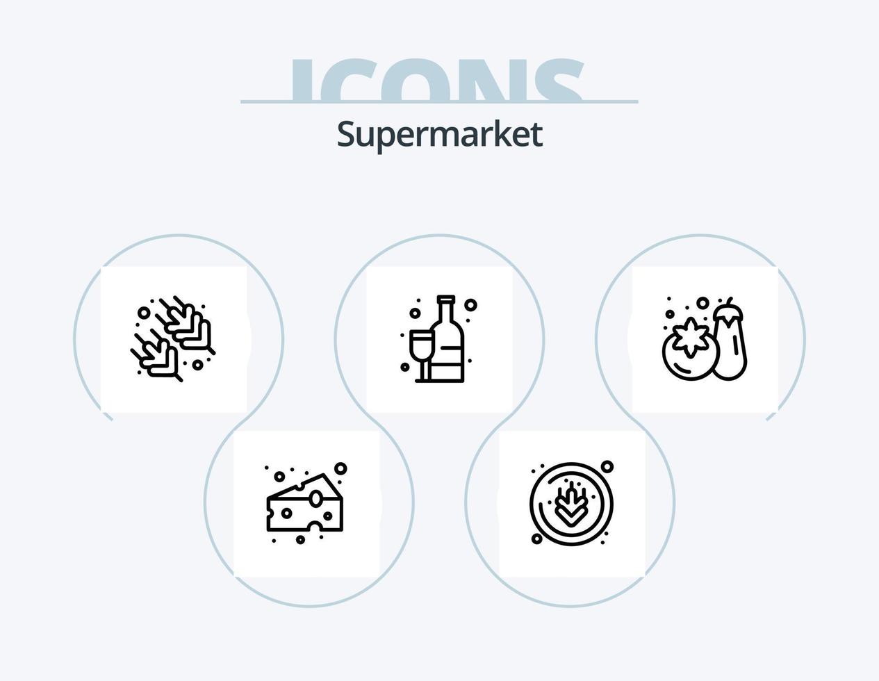 paquete de iconos de línea de supermercado 5 diseño de iconos. verdura. Enlatado. embutido. junta. supermercado vector