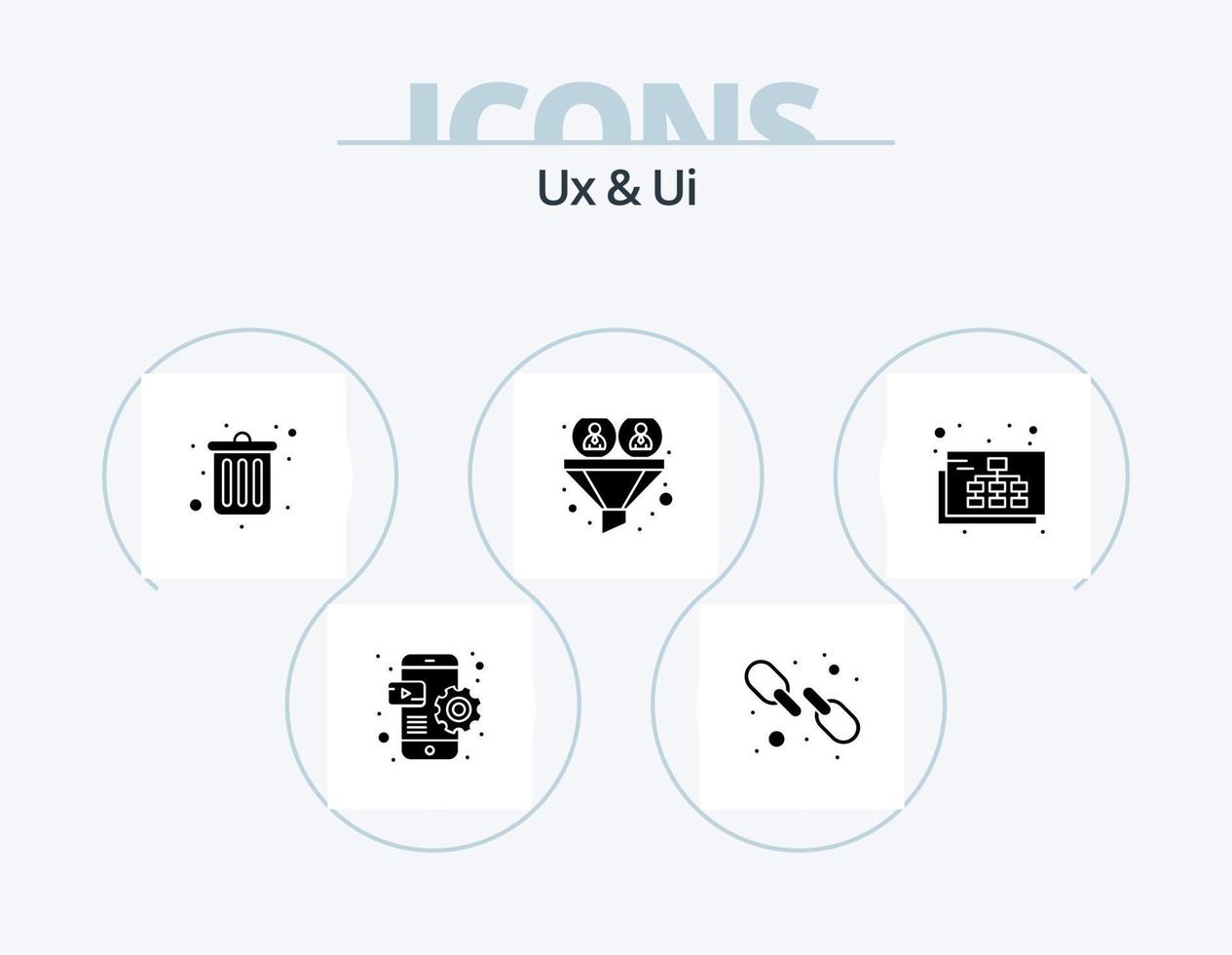 Ux And Ui Glyph Icon Pack 5 Icon Design. map. help problem. business. funnel. conversion vector