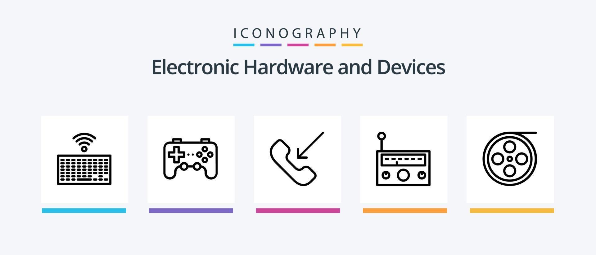 Devices Line 5 Icon Pack Including cable. device. apple. camera. cam. Creative Icons Design vector