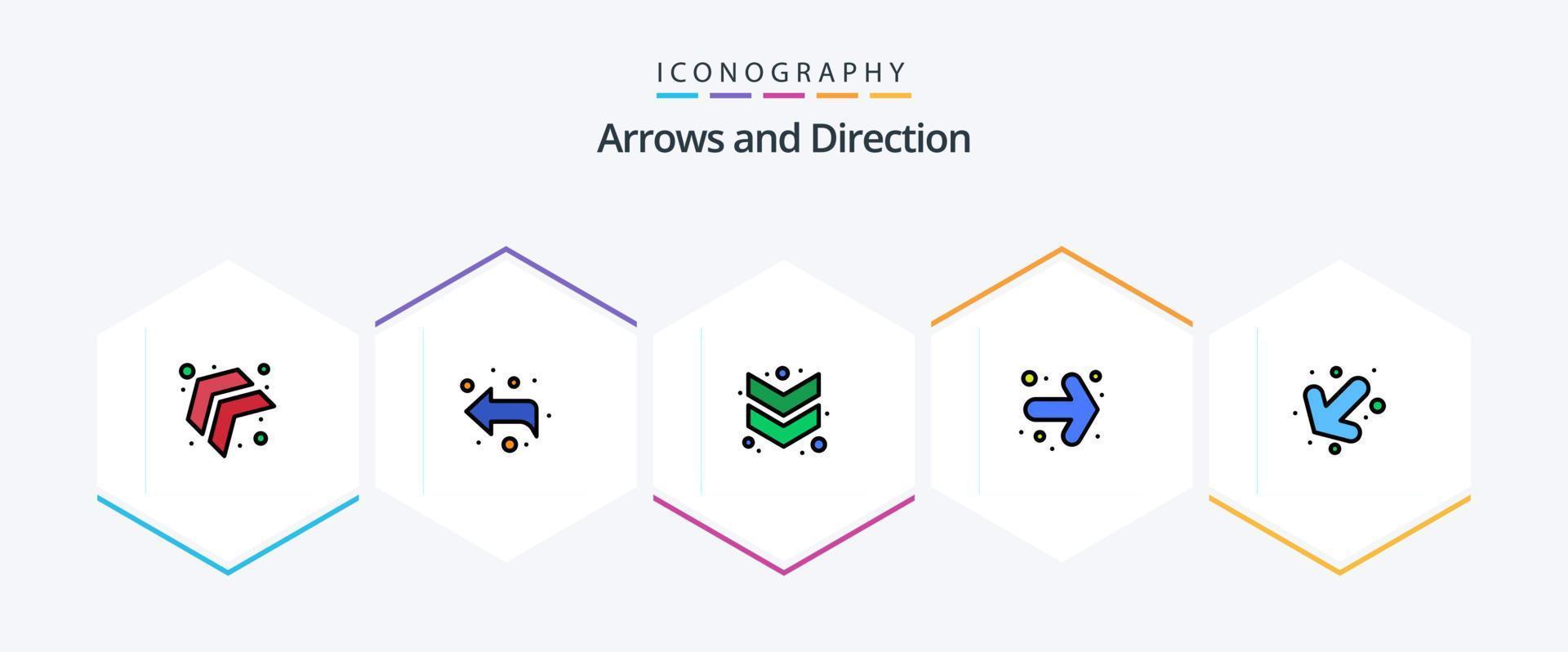 paquete de iconos de flecha 25 líneas rellenas que incluye . . abajo. izquierda. flecha vector