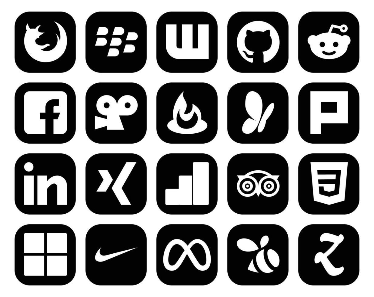 20 Social Media Icon Pack Including microsoft travel feedburner tripadvisor xing vector