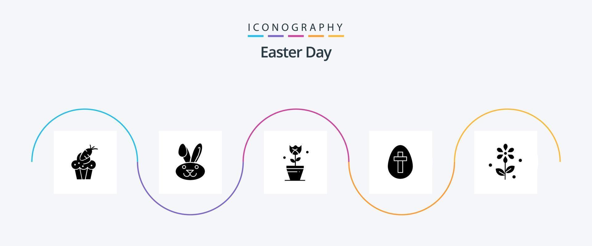 Easter Glyph 5 Icon Pack Including easter. sign. decoration. holiday. egg vector