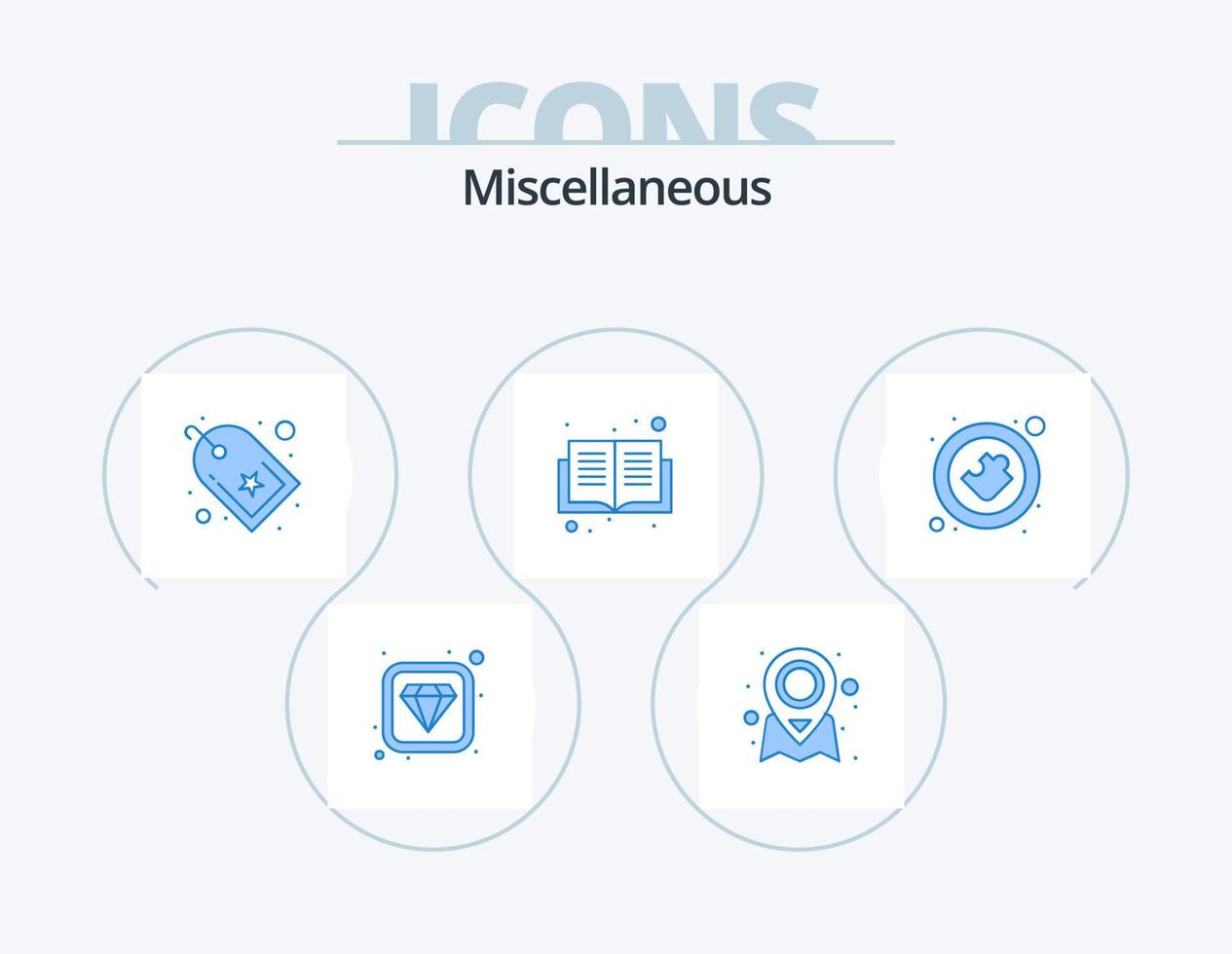 Miscellaneous Blue Icon Pack 5 Icon Design. puzzle. open book. bookmark. reading. book vector