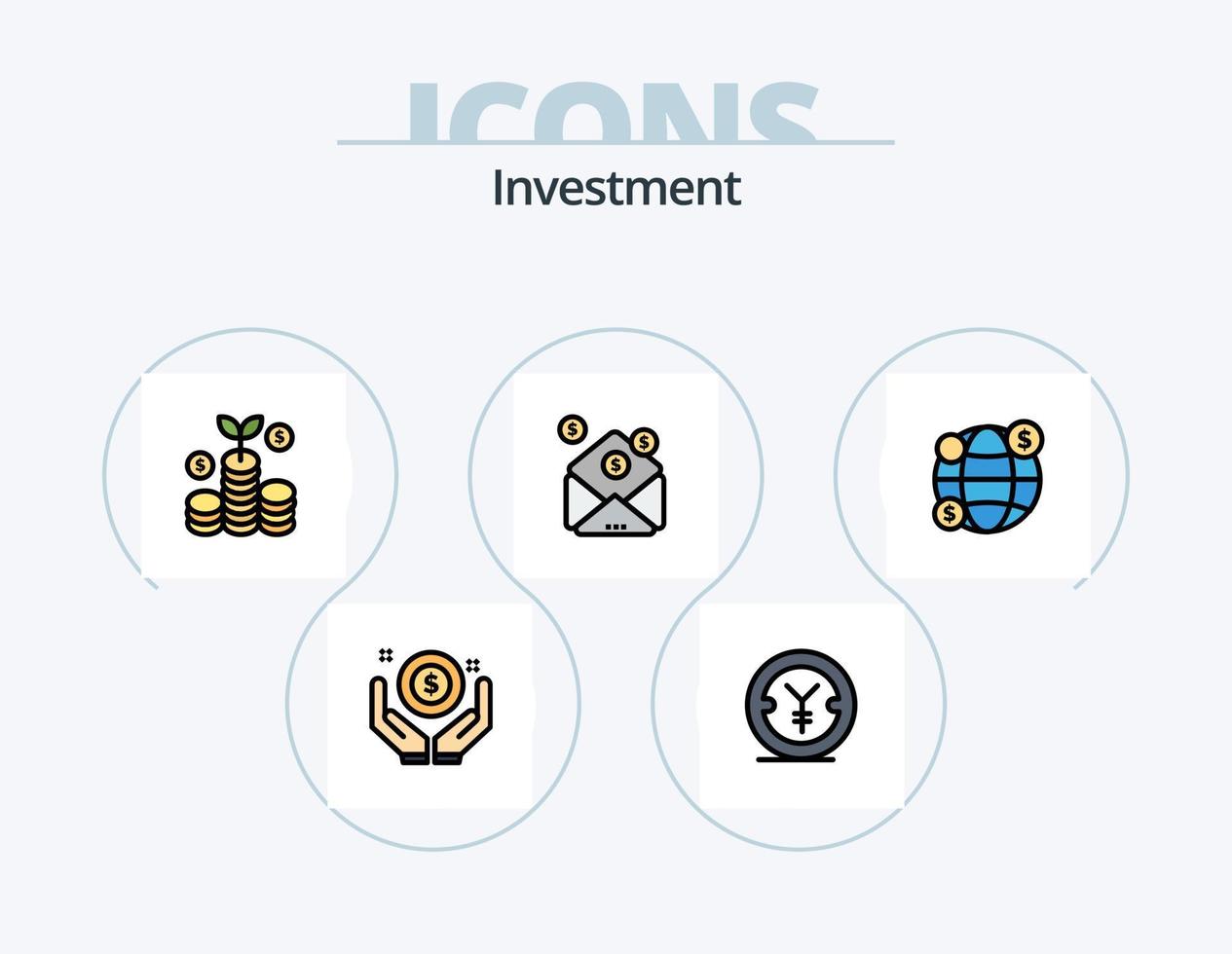 Investment Line Filled Icon Pack 5 Icon Design. data. real. business. investment. asset vector