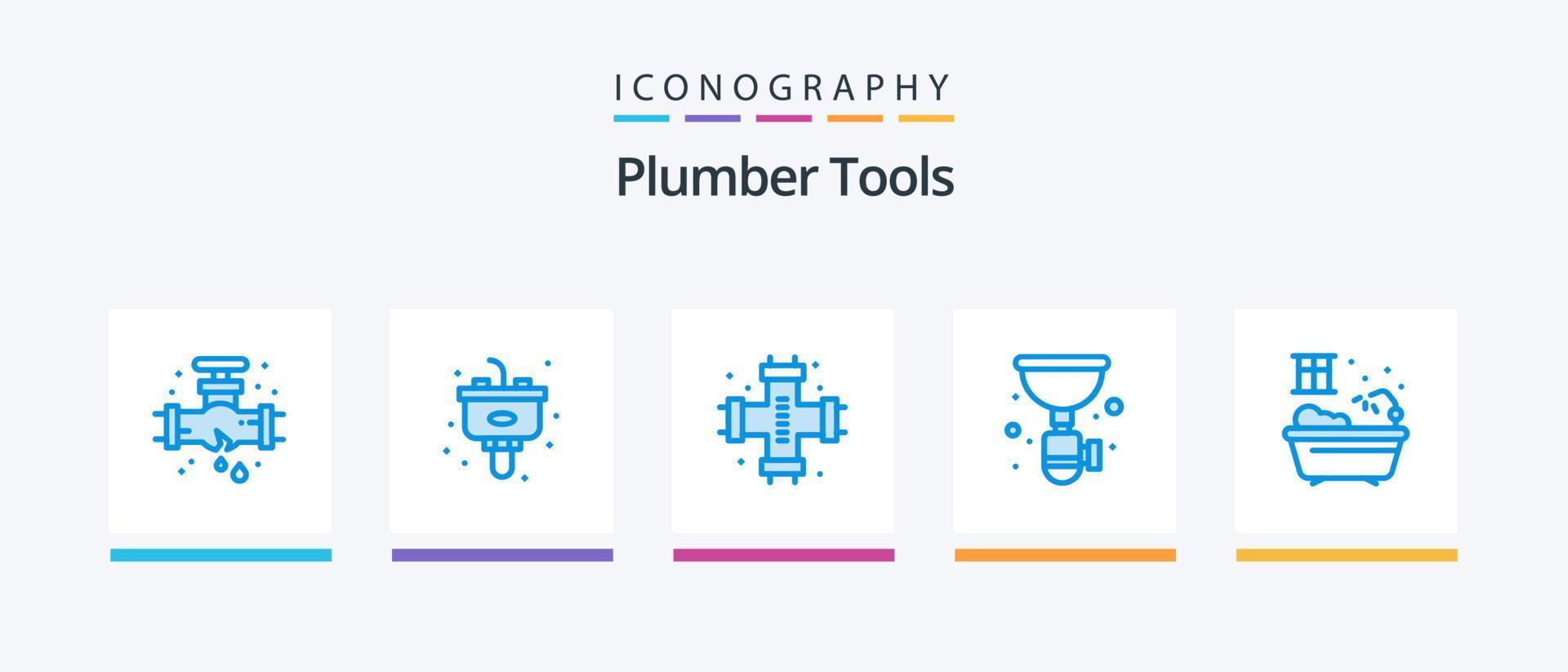 Plumber Blue 5 Icon Pack Including siphon. plumbing. mechanical. plumber. system. Creative Icons Design vector