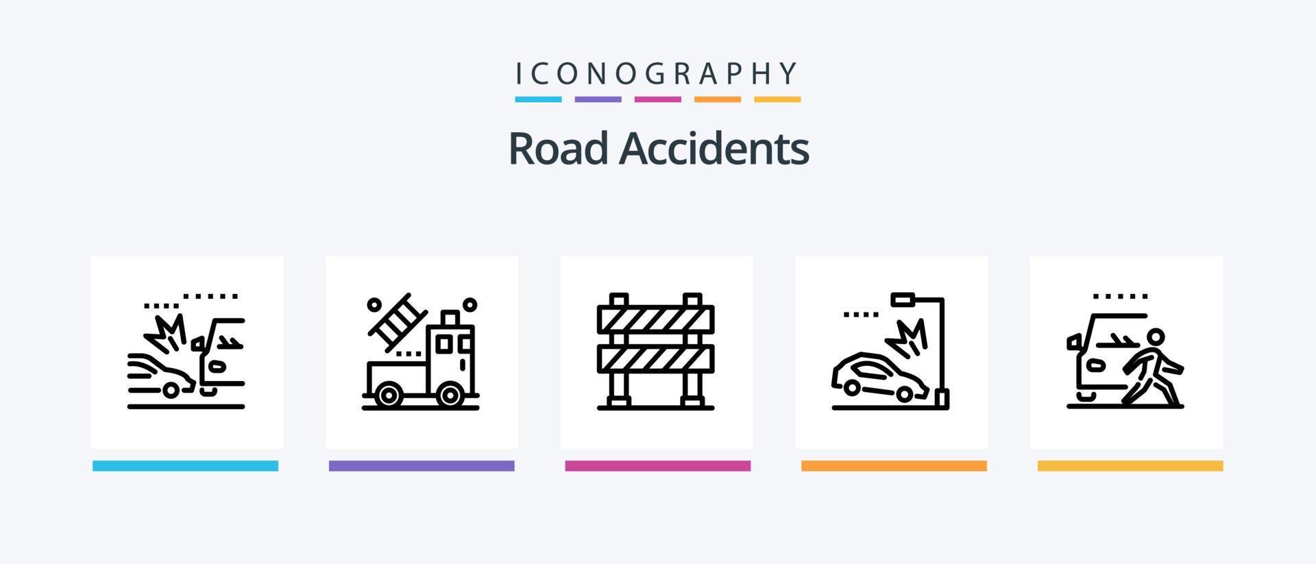 Road Accidents Line 5 Icon Pack Including car. station. accident. road integration. bus. Creative Icons Design vector