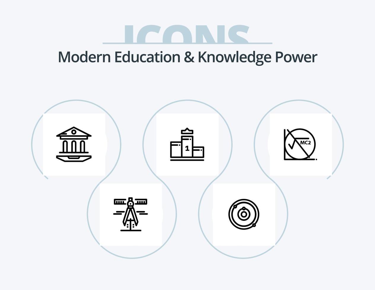 Modern Education And Knowledge Power Line Icon Pack 5 Icon Design. books . student . digital . tools. pencil vector