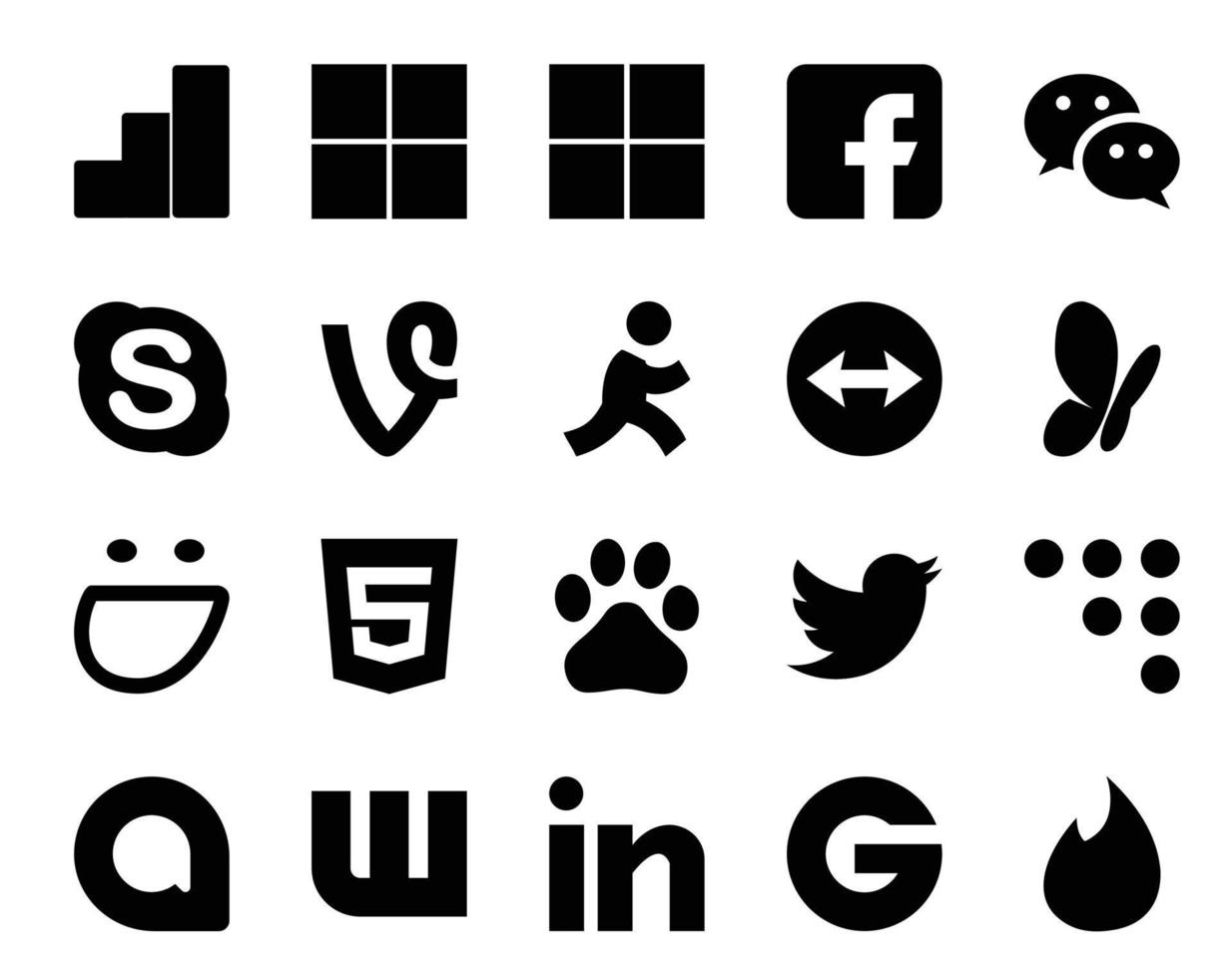 20 Social Media Icon Pack Including google allo tweet aim twitter html vector