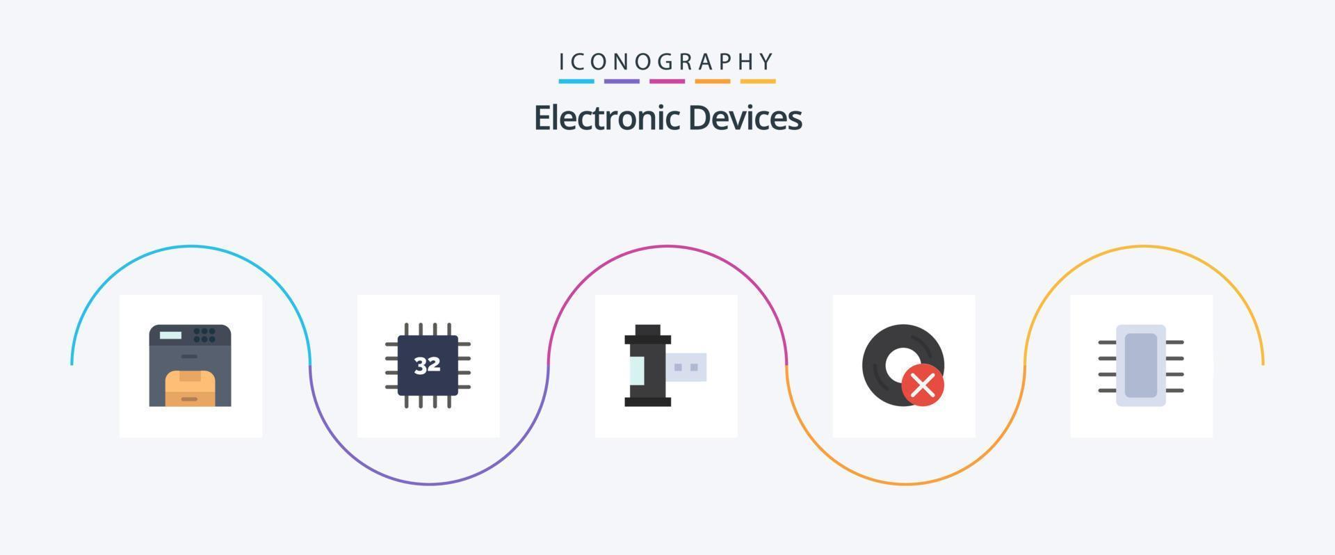 Devices Flat 5 Icon Pack Including hardware. disc. hardware. devices. roll vector