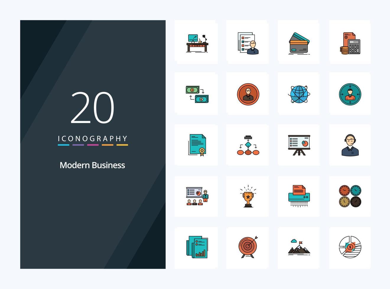 20 Modern Business line Filled icon for presentation vector