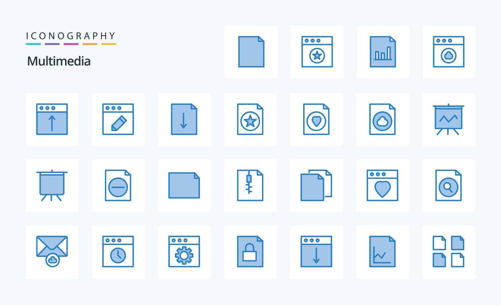 25 Multimedia Blue icon pack vector