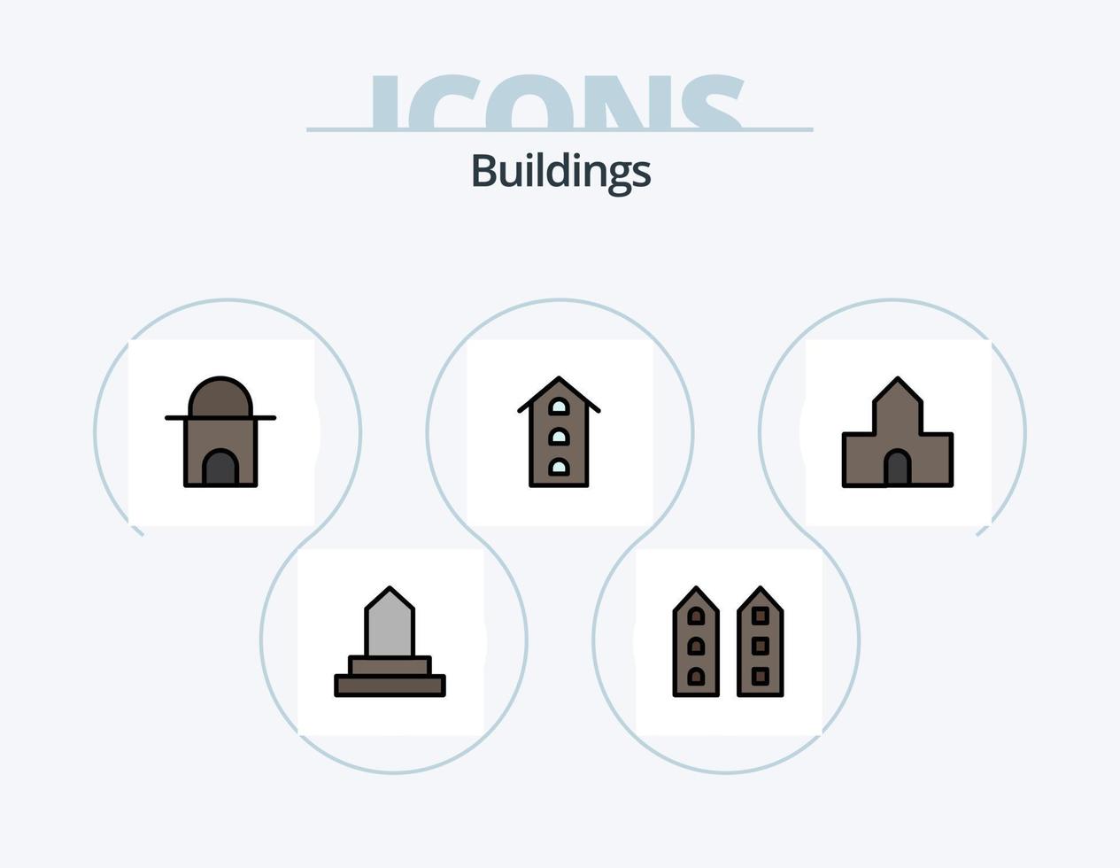 diseño de iconos del paquete de iconos llenos de línea de edificios 5. tiendas casa. edificio moderno. edificios edificio islámico vector