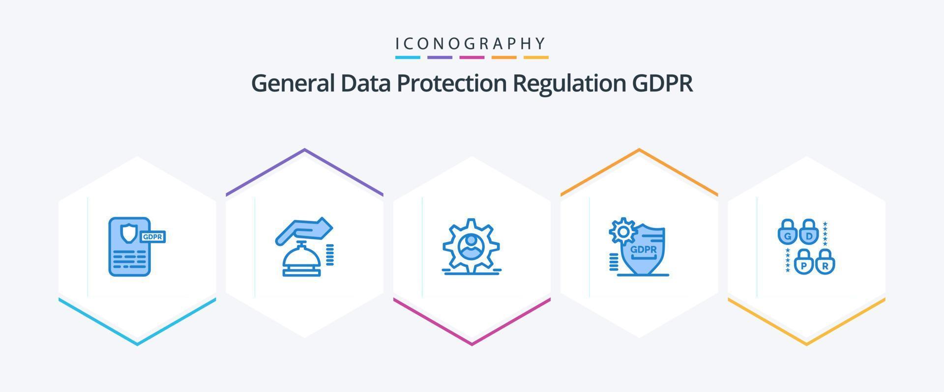 paquete de iconos azules gdpr 25 que incluye gdpr. seguro. dper. proteccion. gdpr vector