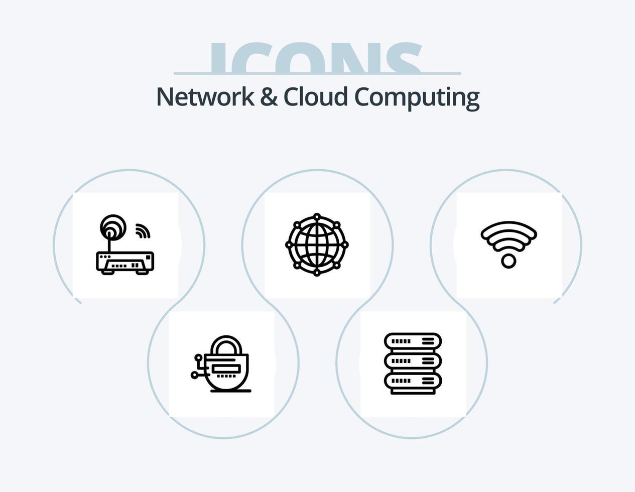 Network And Cloud Computing Line Icon Pack 5 Icon Design. electronic. computing. arrow. message vector