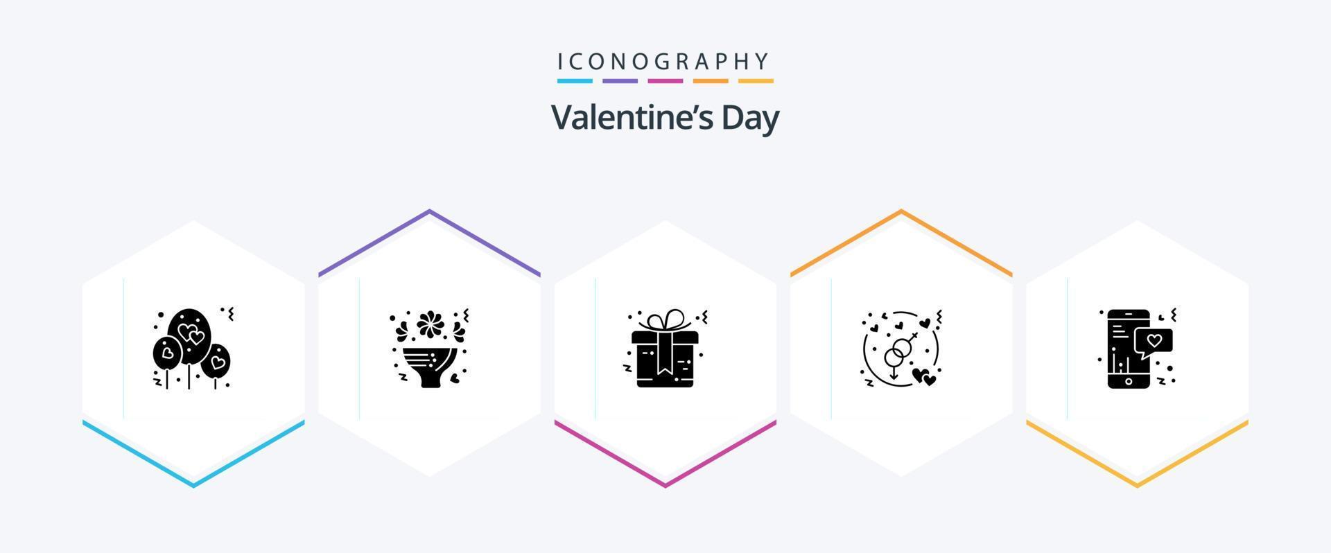 Valentines Day 25 Glyph icon pack including mobile. wedding love. bow. love. engagement vector