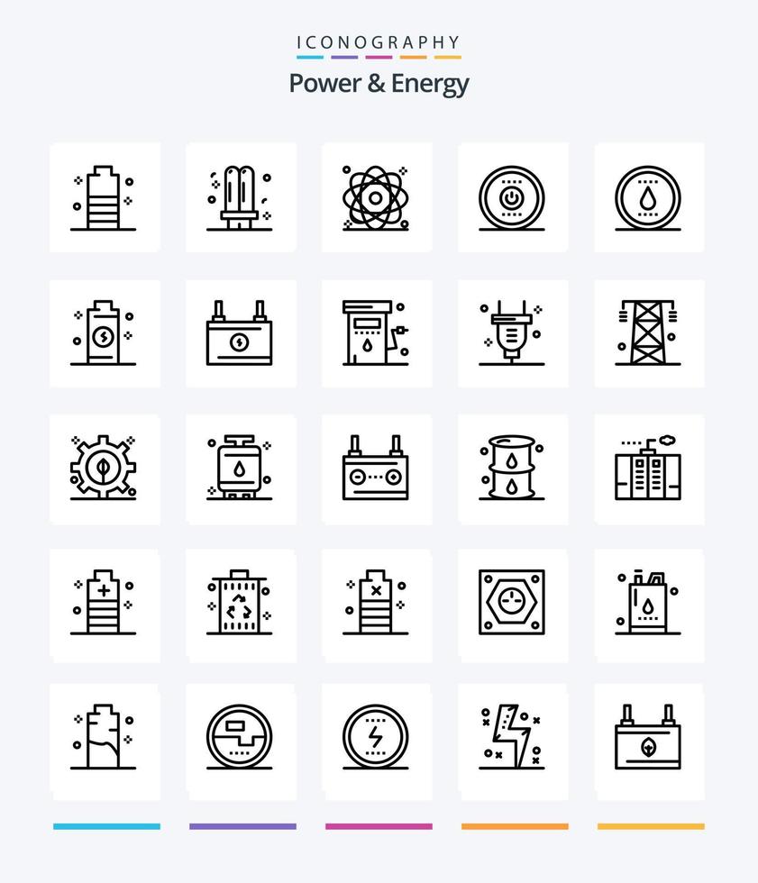 poder creativo y energía 25 paquete de iconos de contorno como energía. informática. fluorescente. fuerza. molécula vector