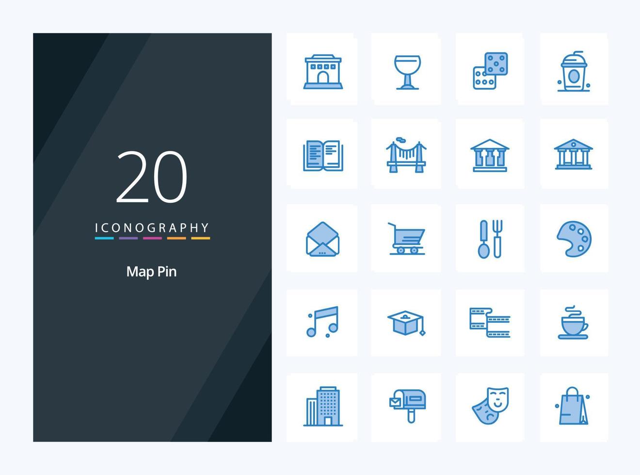 20 Map Pin Blue Color icon for presentation vector