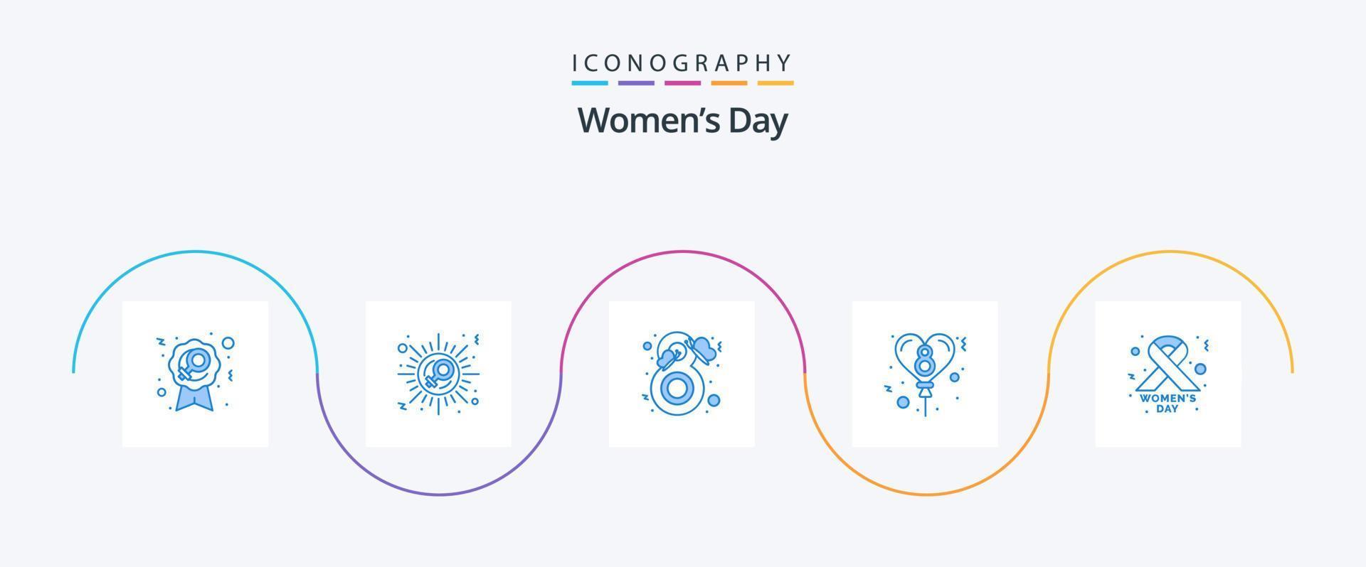 Womens Day Blue 5 Icon Pack Including day. day. beauty. celebration. woman vector