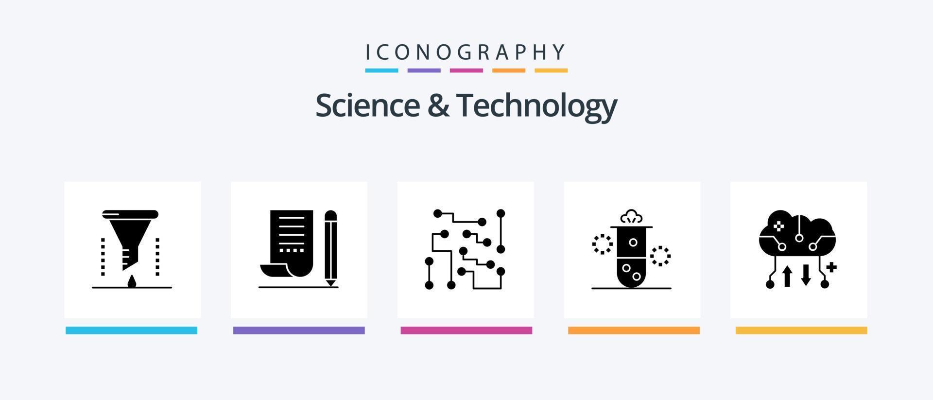 Science And Technology Glyph 5 Icon Pack Including radioactivity. nuclear radiation. notepad. science. electronics. Creative Icons Design vector