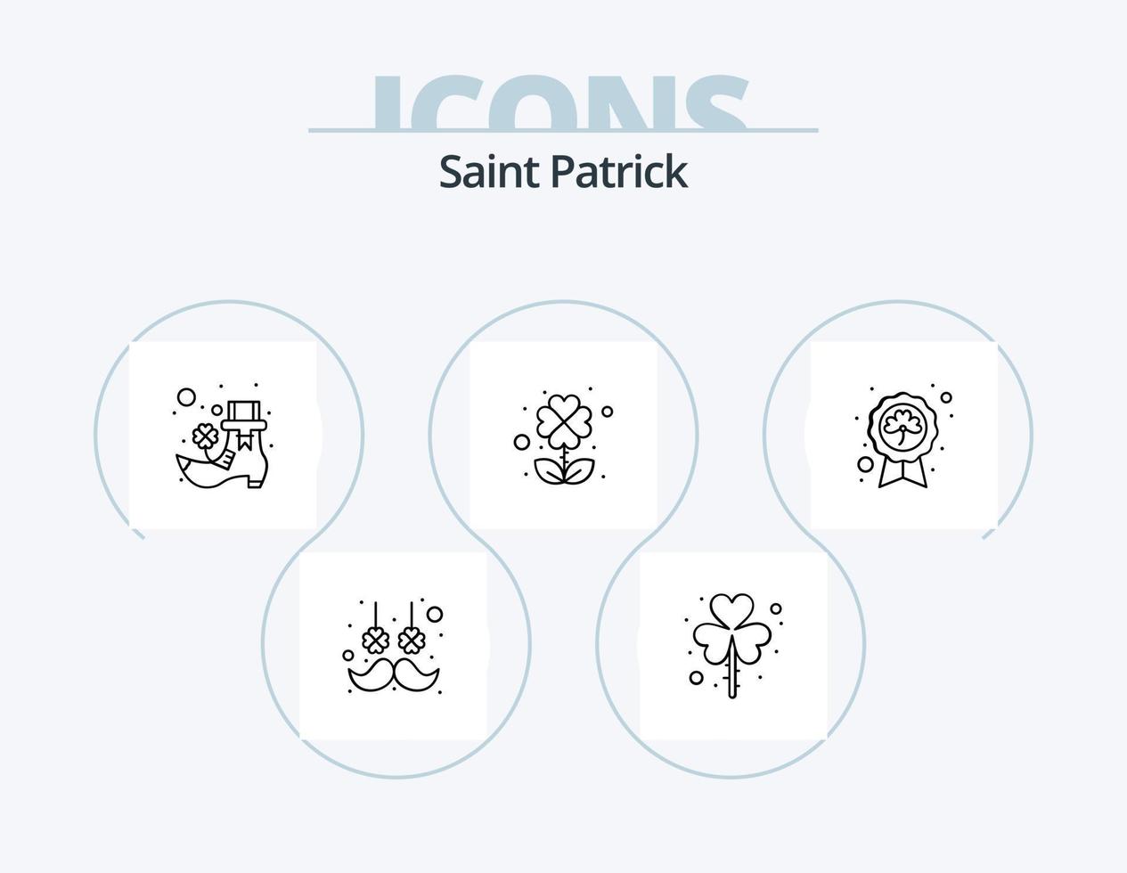 Saint Patrick Line Icon Pack 5 Icon Design. ireland. saint patrick. drink. heart. knot vector