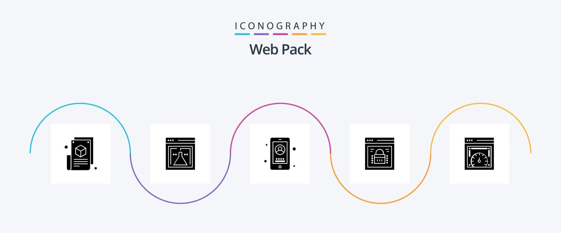 Web Pack Glyph 5 Icon Pack Including web security. protected browser. web. page lock. user vector