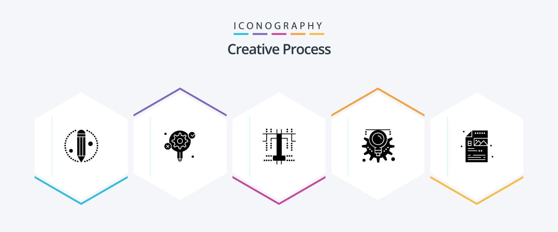 Creative Process 25 Glyph icon pack including image. process. process. creative. creative vector