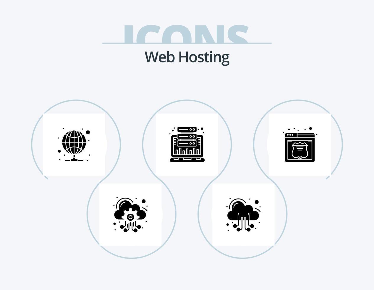 Web Hosting Glyph Icon Pack 5 Icon Design. hosting. statistic. hosting. hosting. analysis vector
