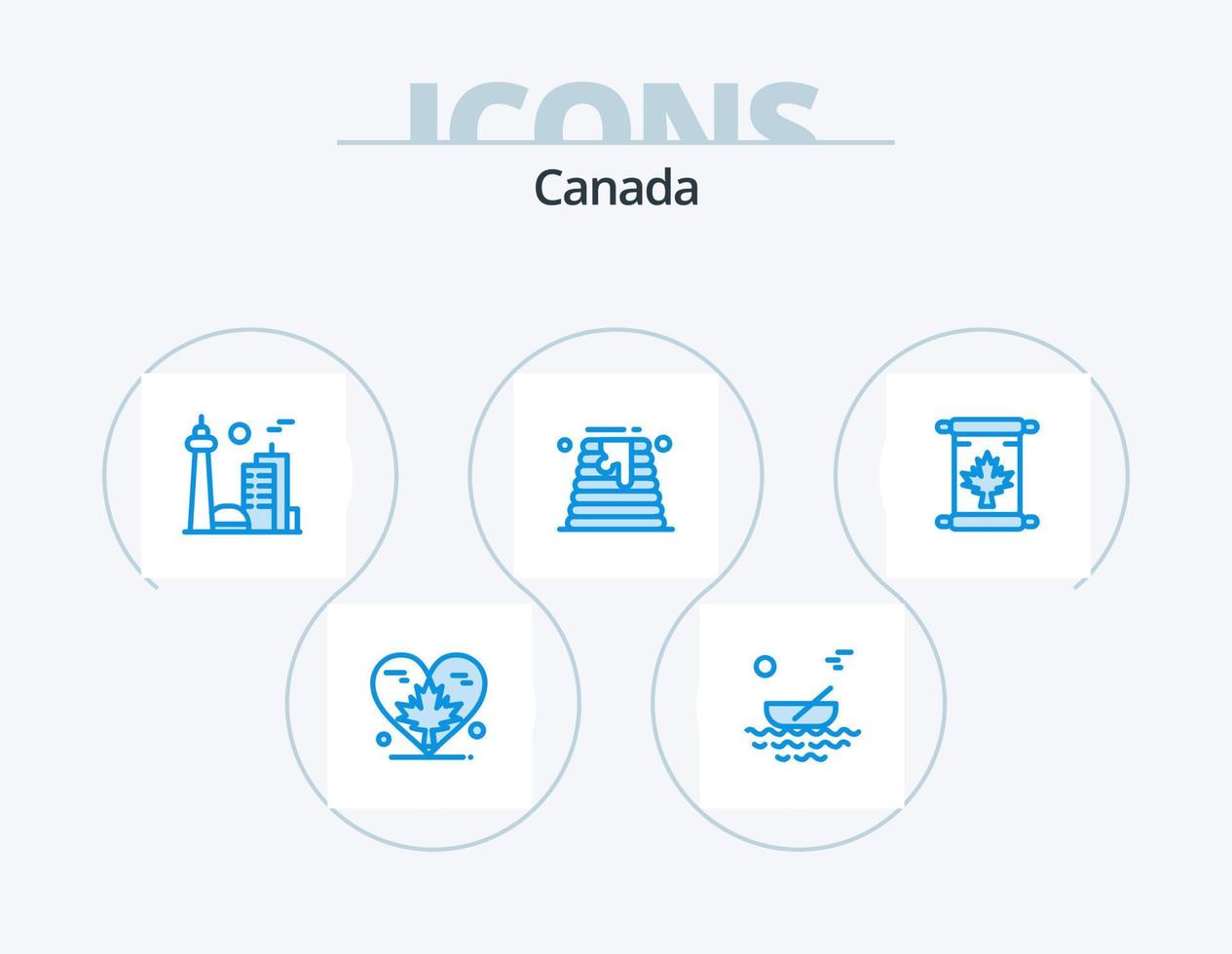 Canada Blue Icon Pack 5 Icon Design. wedding. canada. river. toronto. city vector