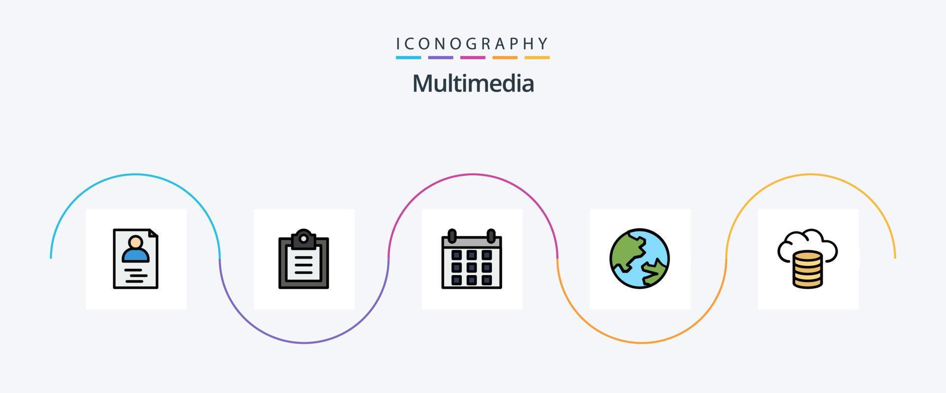 Multimedia Line Filled Flat 5 Icon Pack Including . schedule. hosting. backup vector