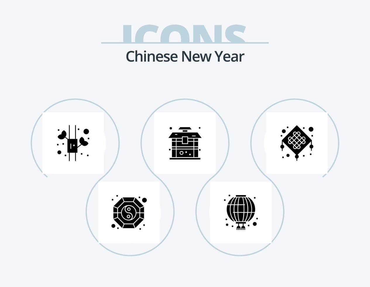 Chinese New Year Glyph Icon Pack 5 Icon Design. new year. chinese. bamboo. chinese. building vector
