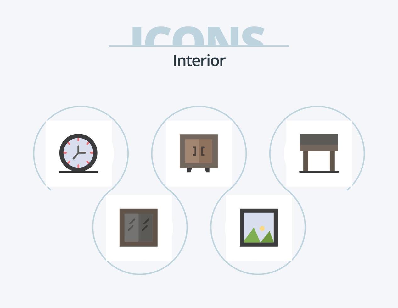Interior Flat Icon Pack 5 Icon Design. interior. school. photo. interior. cupboard vector