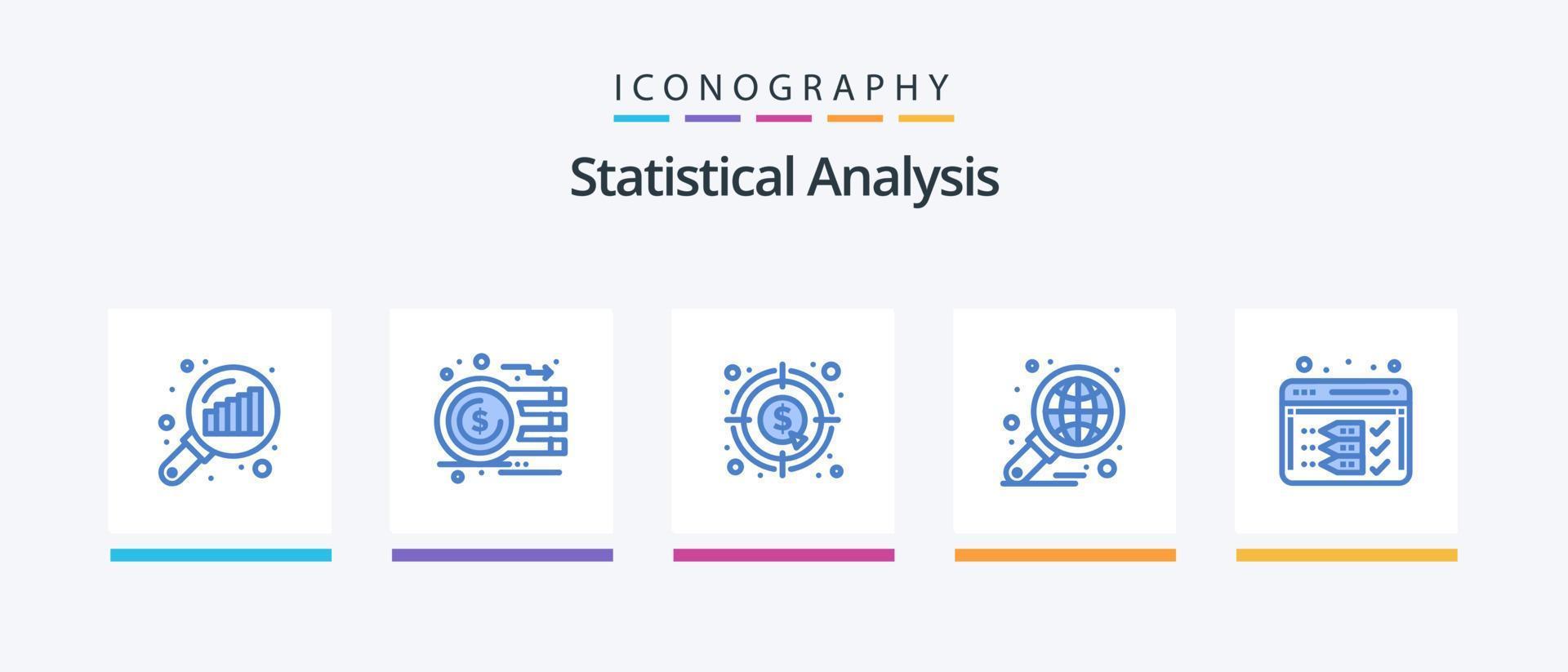 Statistical Analysis Blue 5 Icon Pack Including web. development. money. analysis. graph. Creative Icons Design vector