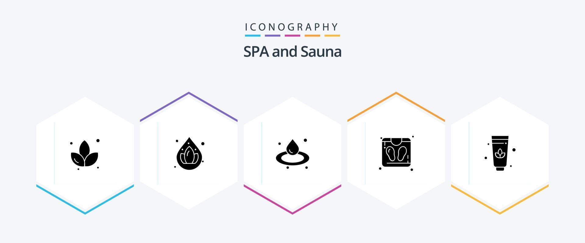 Sauna 25 Glyph icon pack including . sauna. . lotus vector