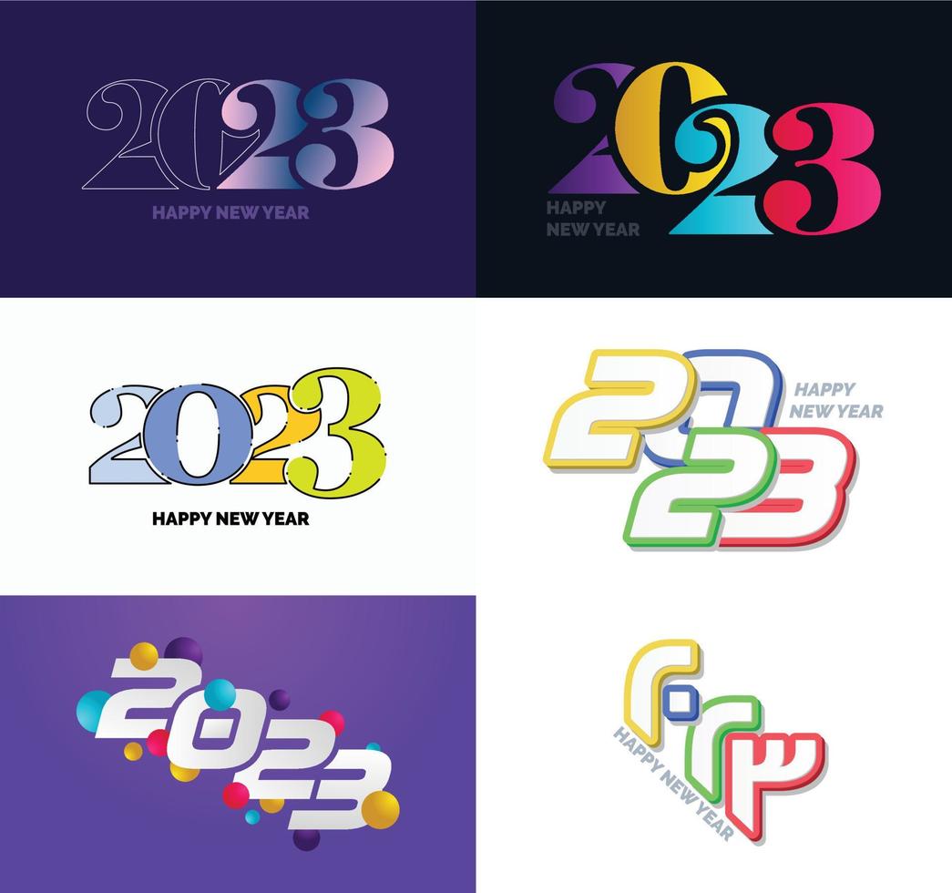 Big Collection of 2023 Happy New Year symbols Cover of business diary for 2023 with wishes vector