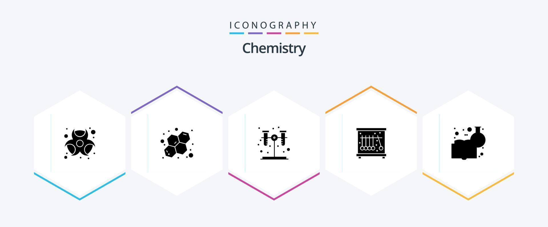 paquete de iconos de 25 glifos de química que incluye . educación química. prueba. libro de quimica ciencia vector