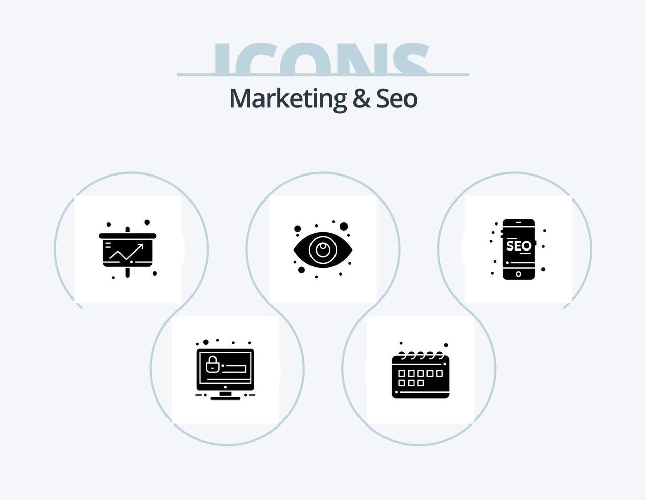 Marketing And Seo Glyph Icon Pack 5 Icon Design. mobile. seo. business. search. statistic vector