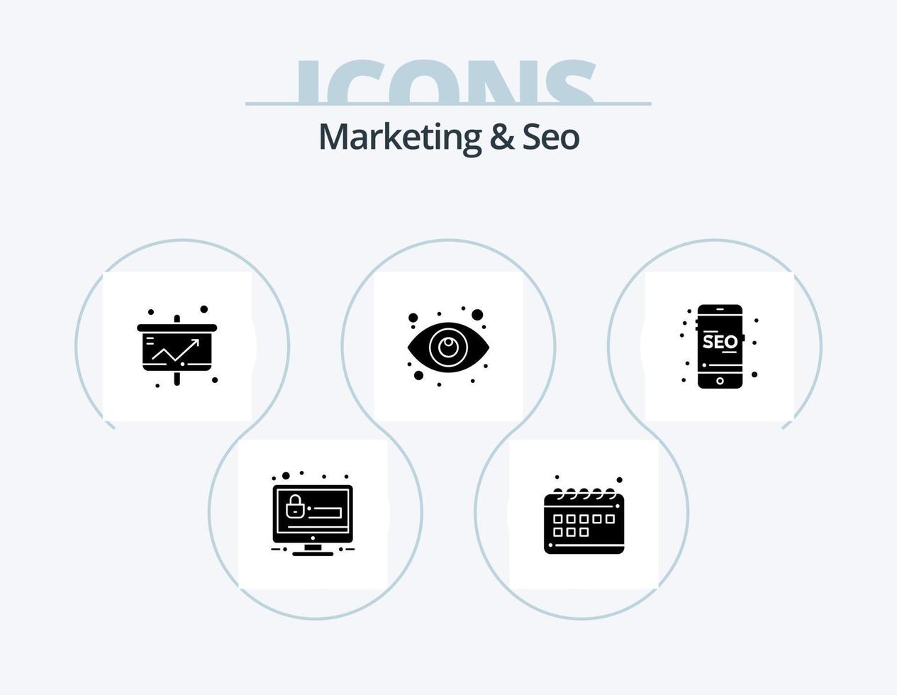 Marketing And Seo Glyph Icon Pack 5 Icon Design. mobile. seo. business. search. statistic vector