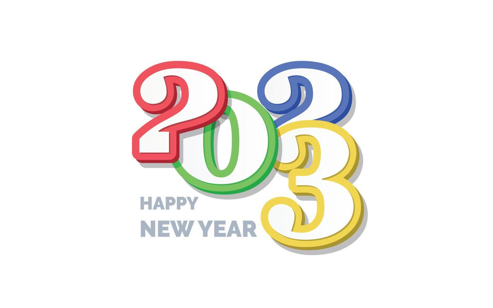 3D Happy new year 2023 logo design vector
