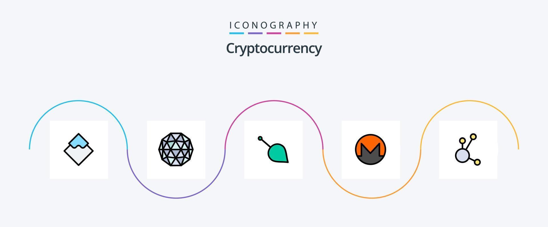Cryptocurrency Line Filled Flat 5 Icon Pack Including crypto currency. coin. crypto currency. monero. cryptocurrency vector