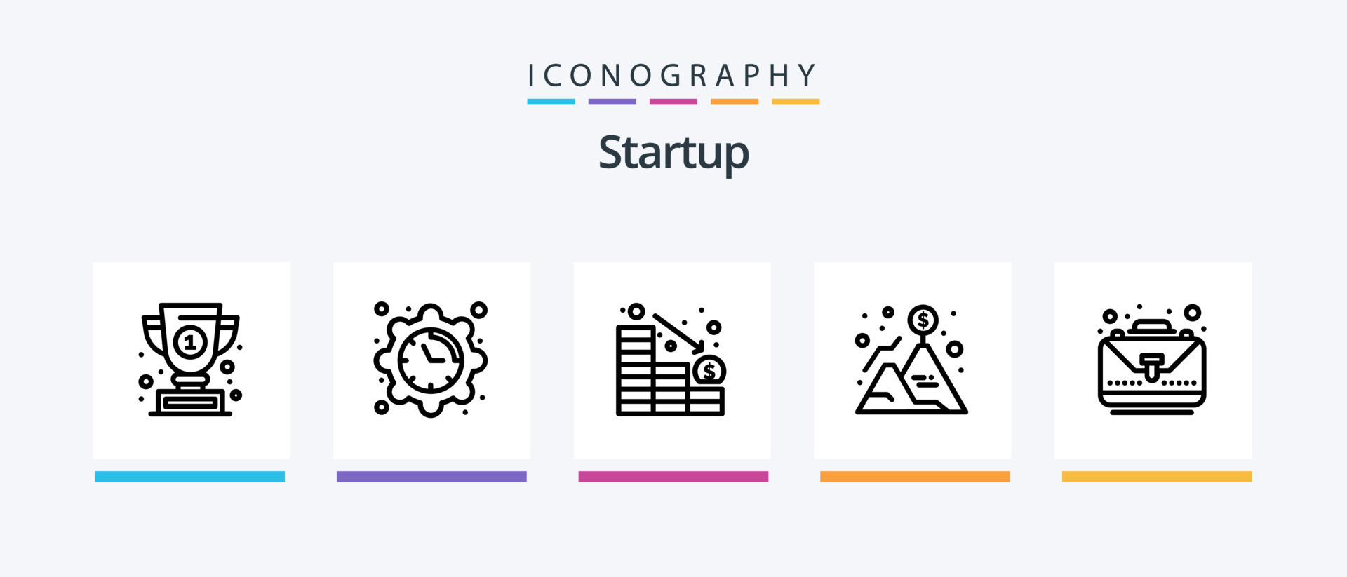 Startup Line 5 Icon Pack Including star. insignia. analytics. badge