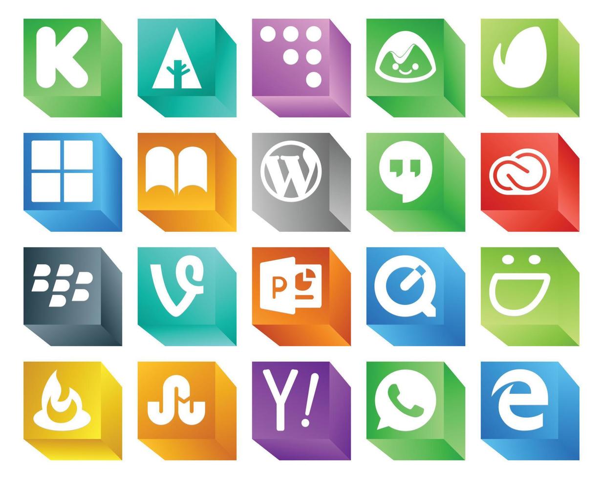 20 Social Media Icon Pack Including smugmug powerpoint cms vine adobe vector