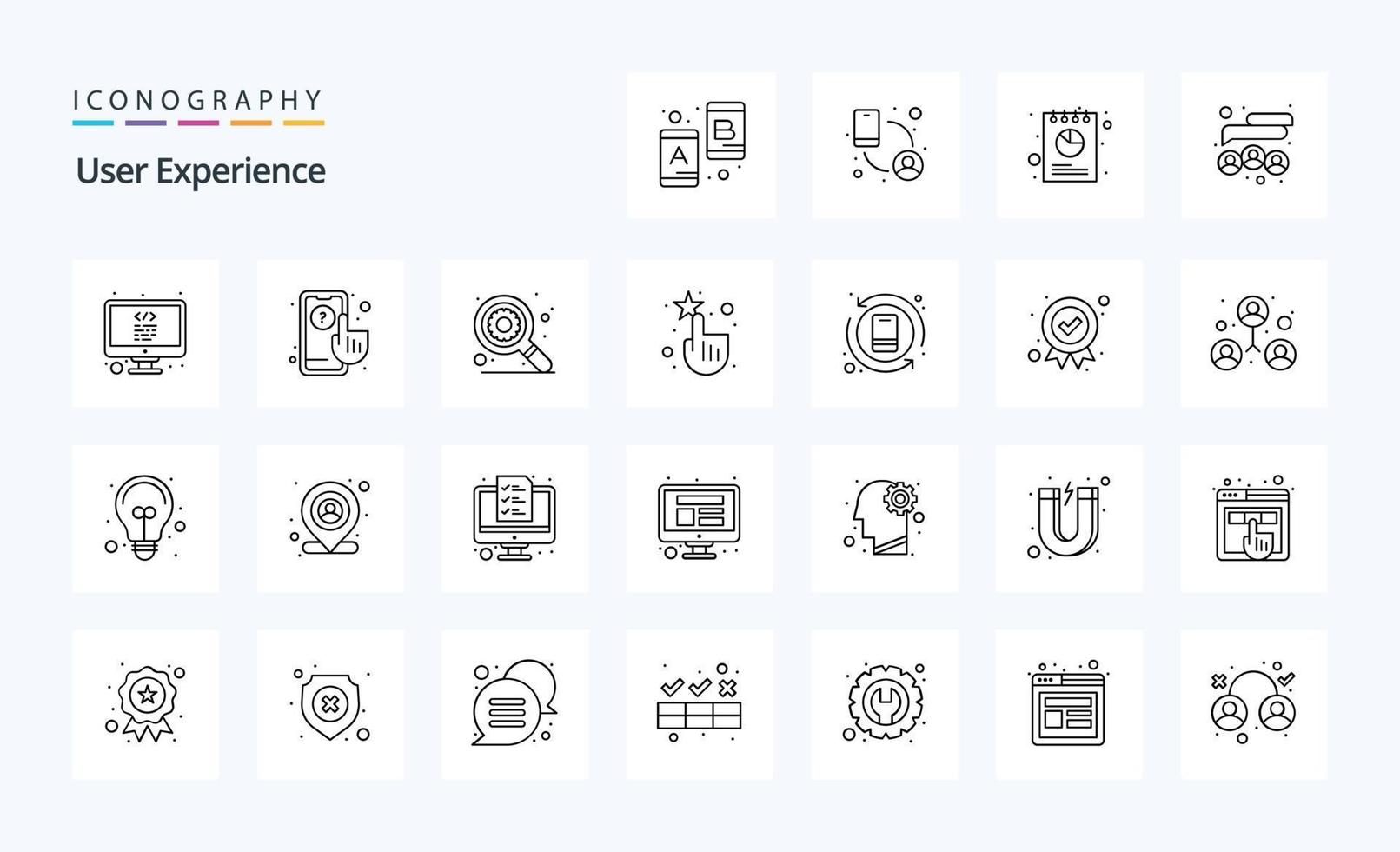 25 User Experience Line icon pack vector