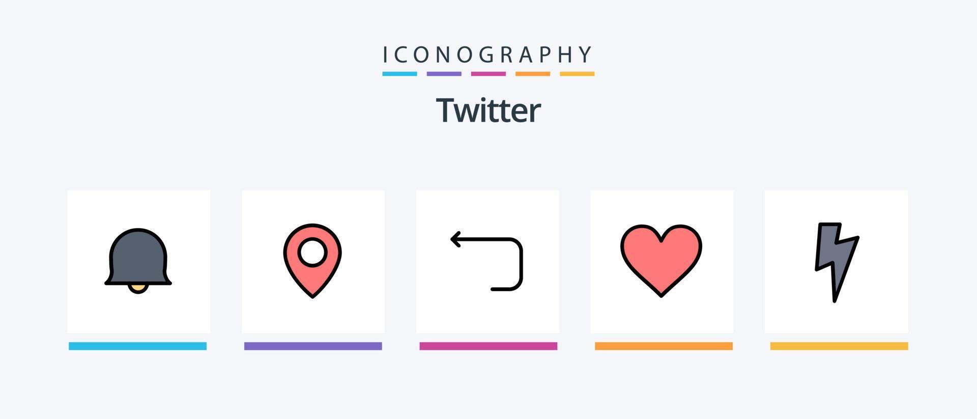 La línea de Twitter llenó el paquete de 5 íconos que incluye . imagen. silencioso. imagen. gorjeo. diseño de iconos creativos vector