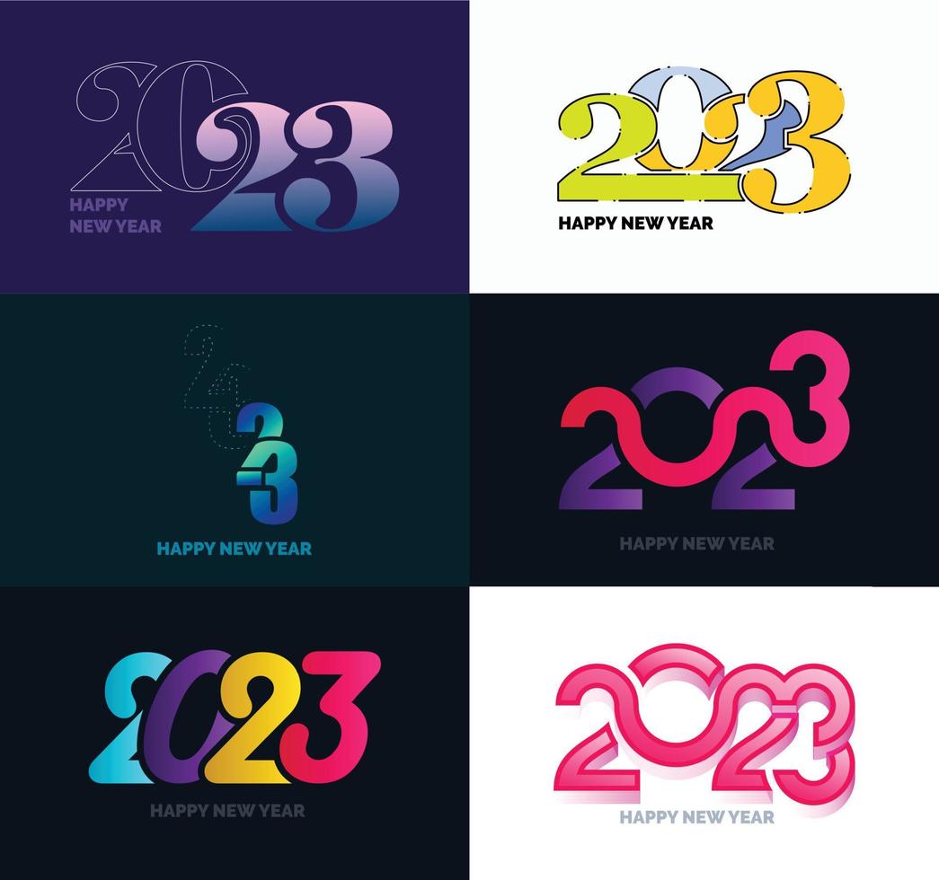 Big Collection of 2023 Happy New Year symbols Cover of business diary for 2023 with wishes vector