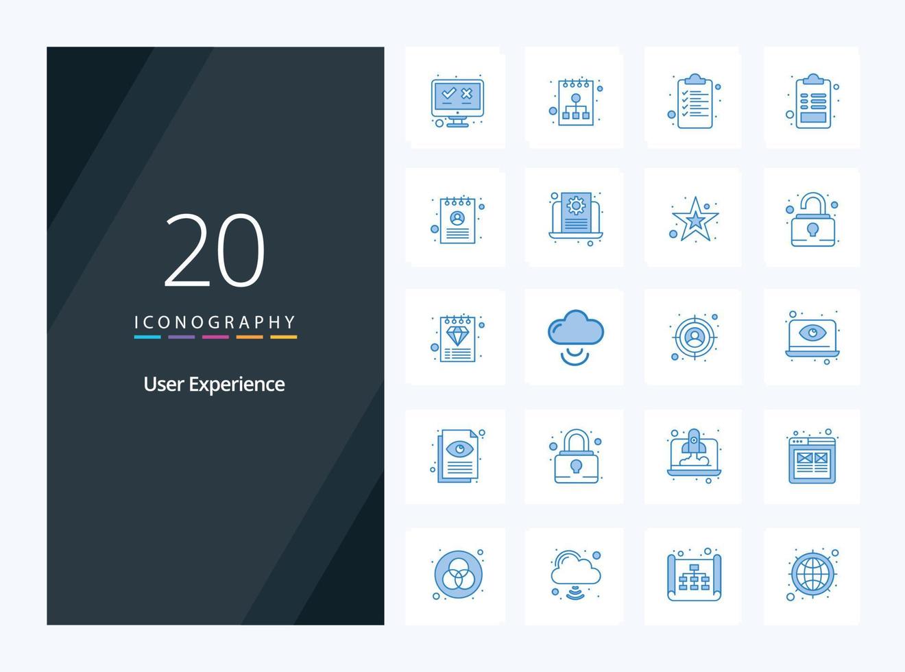 20 User Experience Blue Color icon for presentation vector