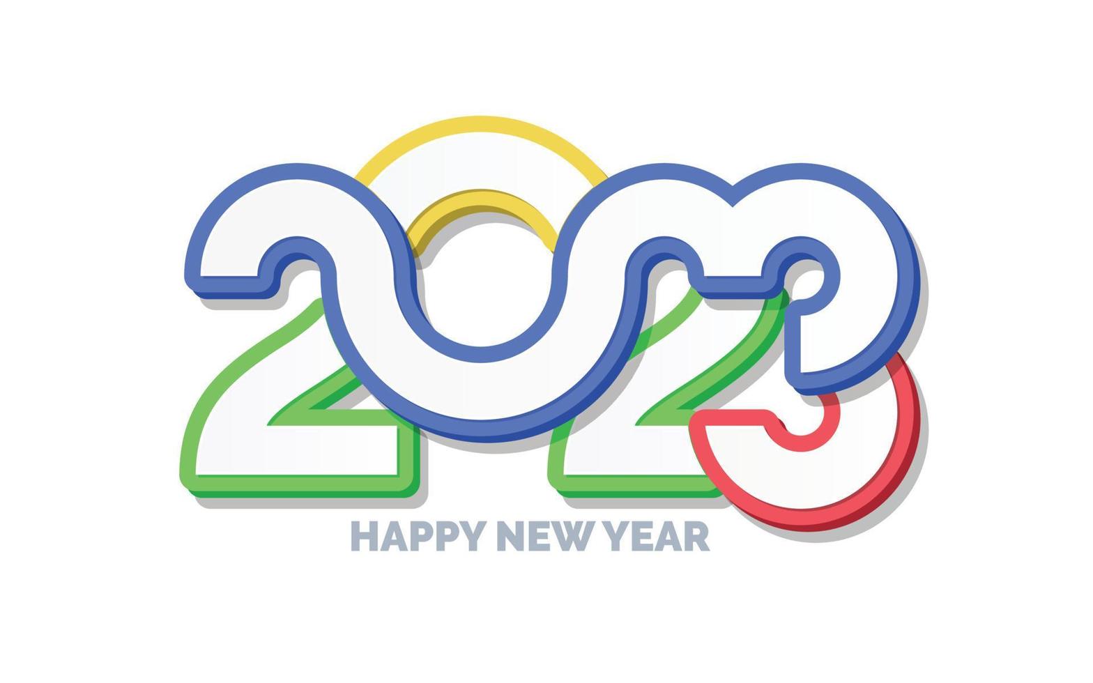 3D Happy new year 2023 logo design vector