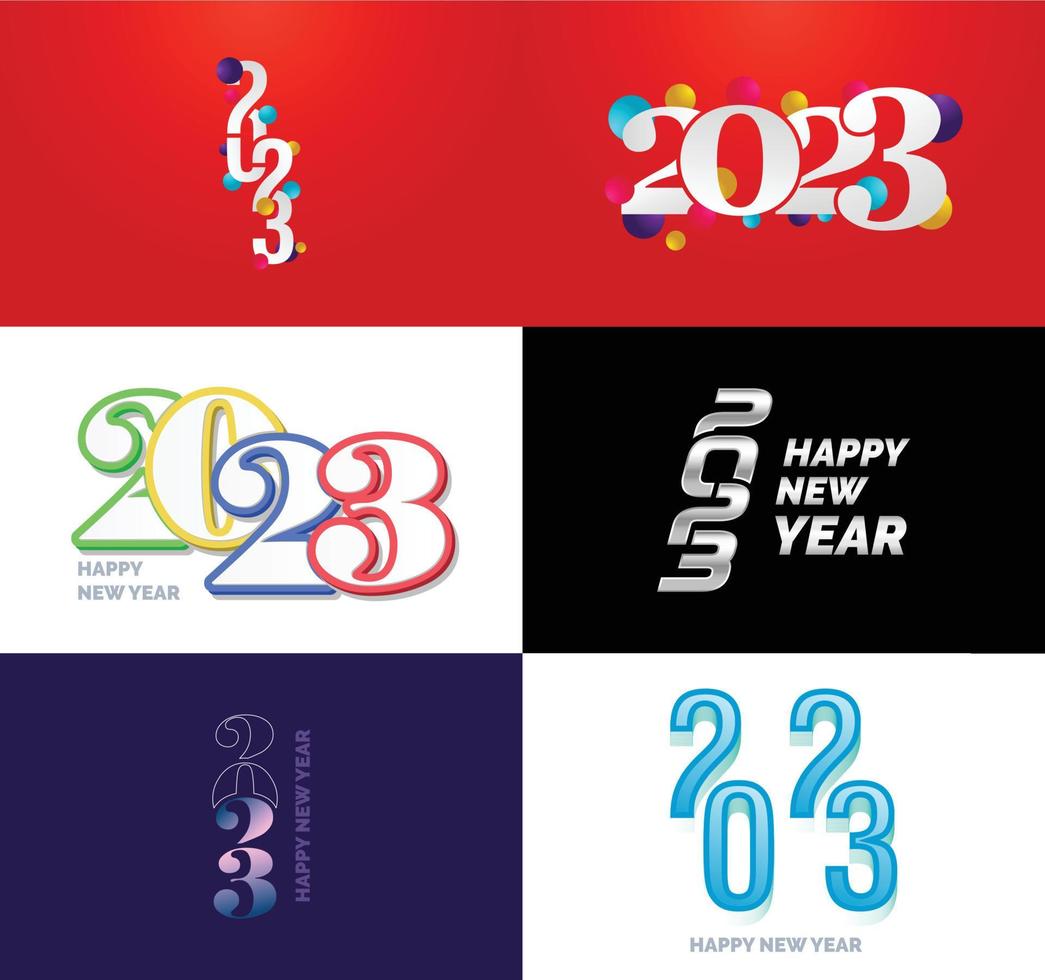 Big Collection of 2023 Happy New Year symbols Cover of business diary for 2023 with wishes vector