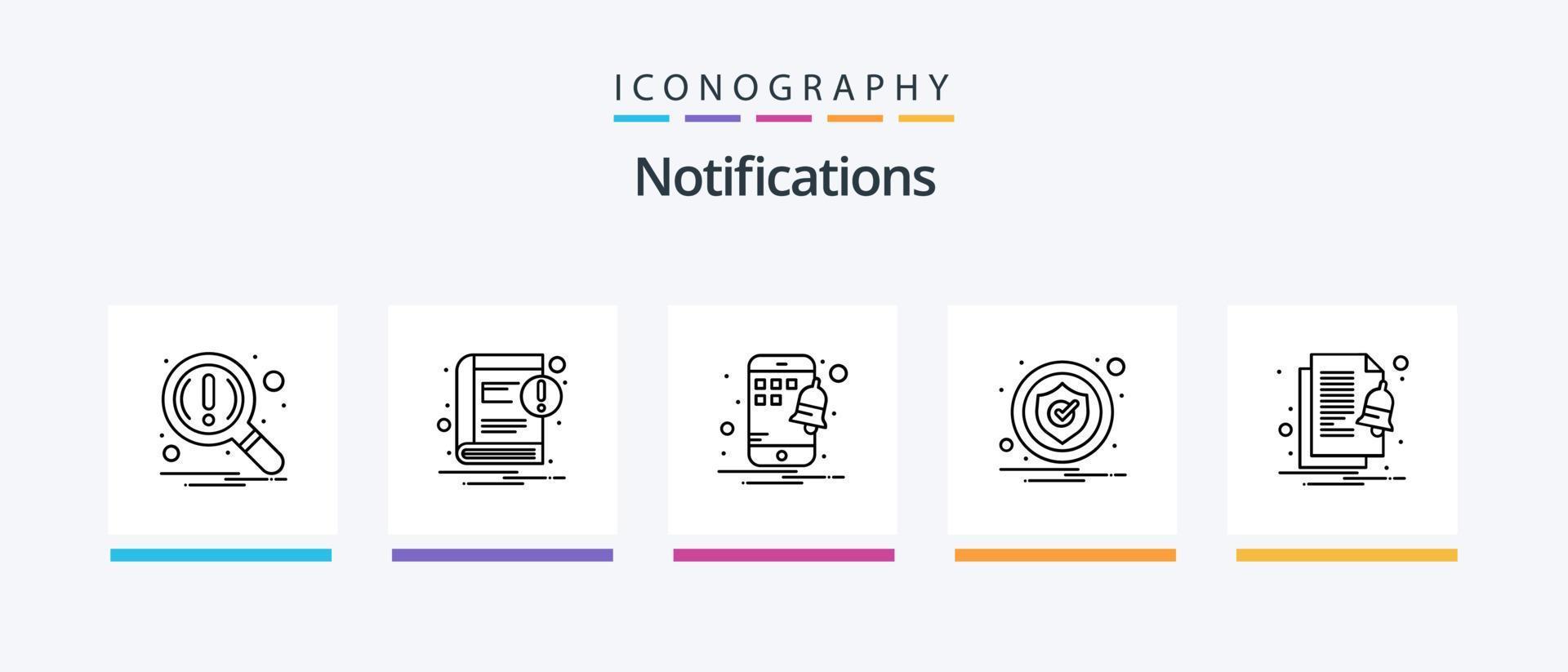 paquete de iconos de la línea 5 de notificaciones, incluida la pantalla. mensaje. servicio. comentario. lugar. diseño de iconos creativos vector