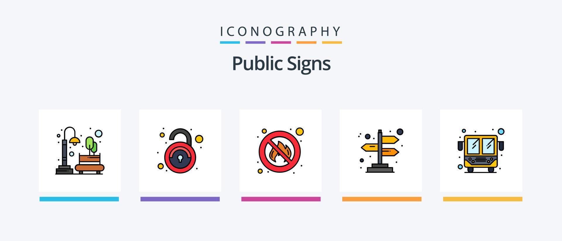 Public Signs Line Filled 5 Icon Pack Including recycle. garbage. unlock. dustbin. cross. Creative Icons Design vector