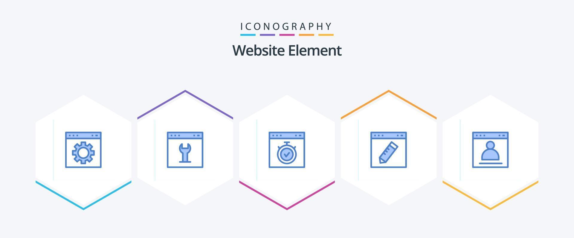 Website Element 25 Blue icon pack including login. browser. stopwatch. graphic. edit vector